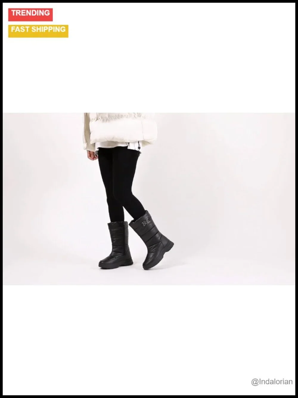 Mid Calf Snow Boots with Faux Fur Lining Side Zipper Non-Slip Winter Boots